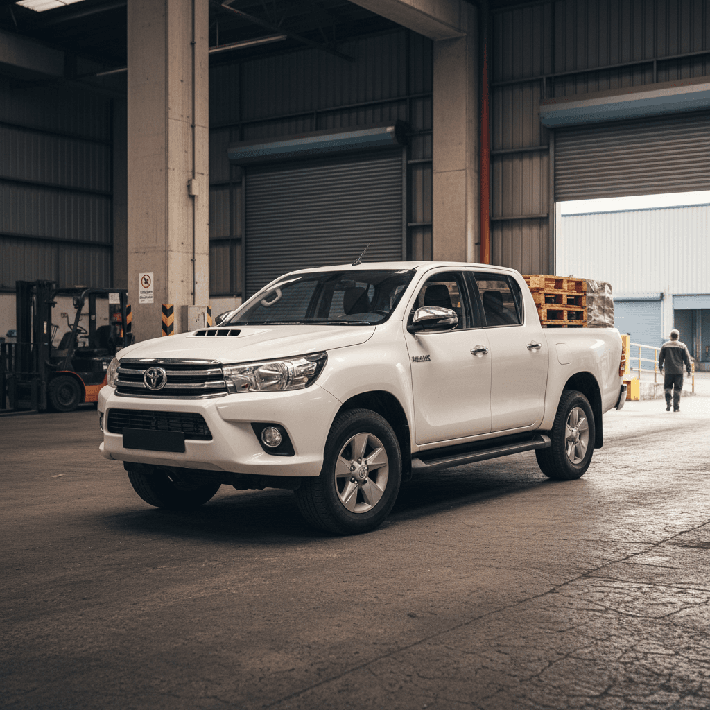 Hilux pickup truck in white with grey variant available