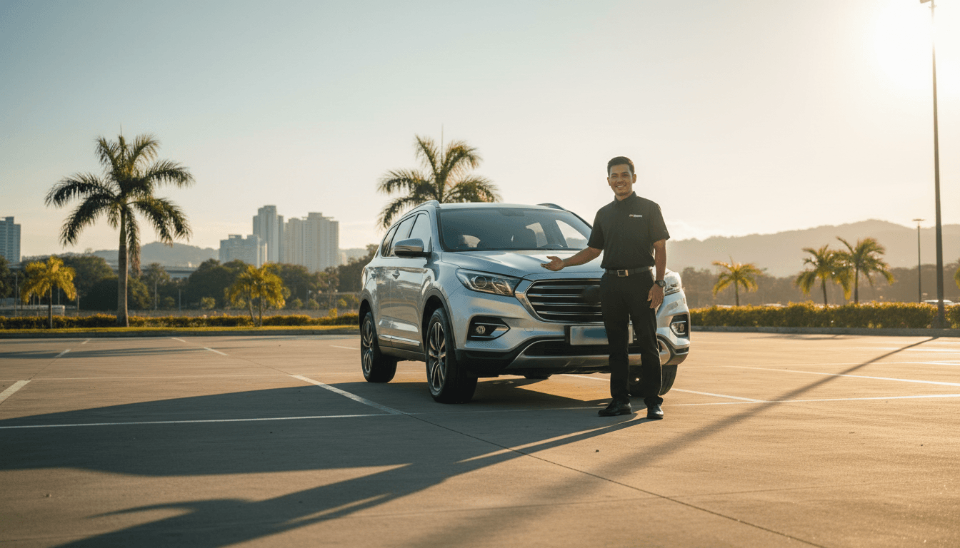 5J's CAR RENTAL CEBU CITY vehicle ready for rental with professional service representative