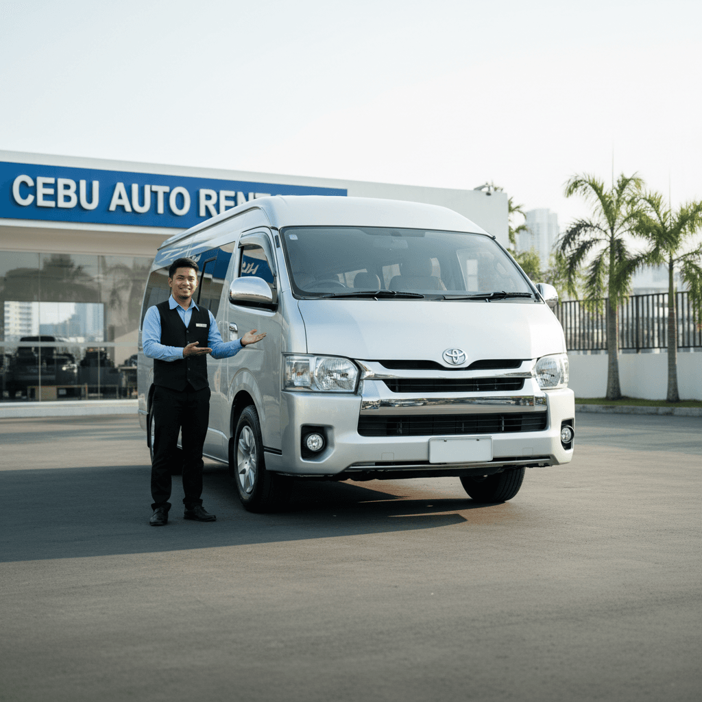 2025 Hi Ace GL Grandia silver van at 5J's rental facility in Cebu City
