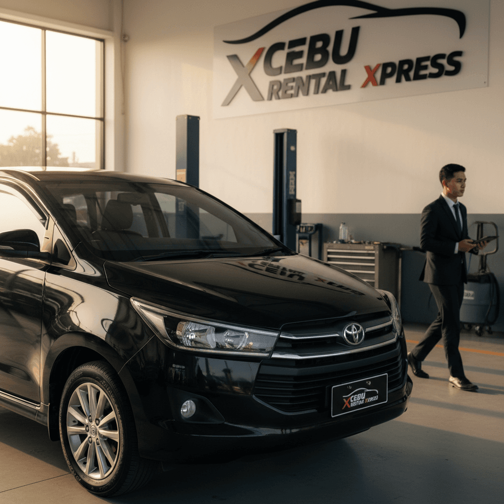 Innova X.E black sedan-SUV at 5J's CAR RENTAL CEBU CITY depot