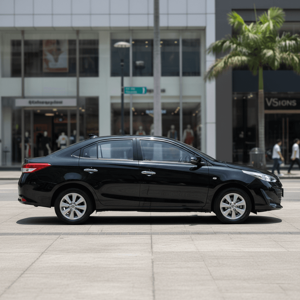 Vios XLE automatic sedan in red, silver, blue, or black
